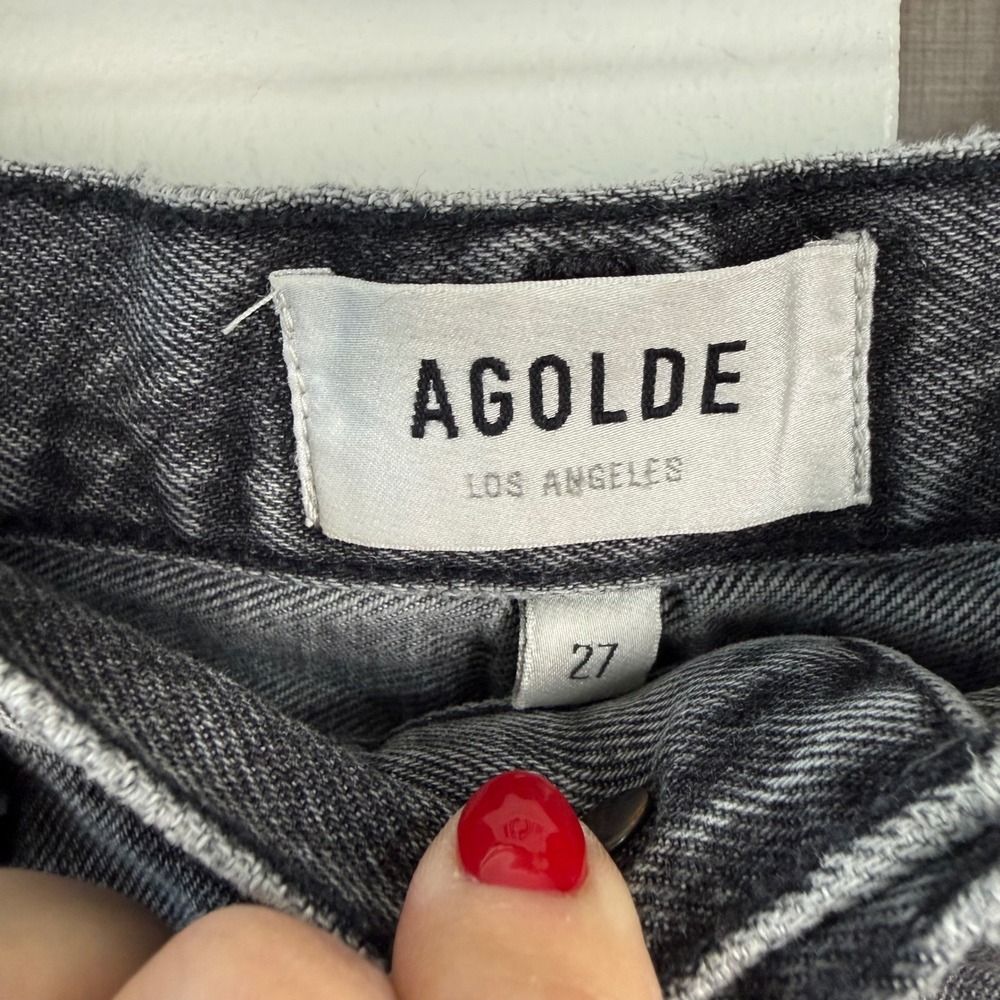 AGOLDE Dee Short in Moxy Denim Frayed Cut Off Grey High Waisted Cotton Size 27 - Picture 13 of 14